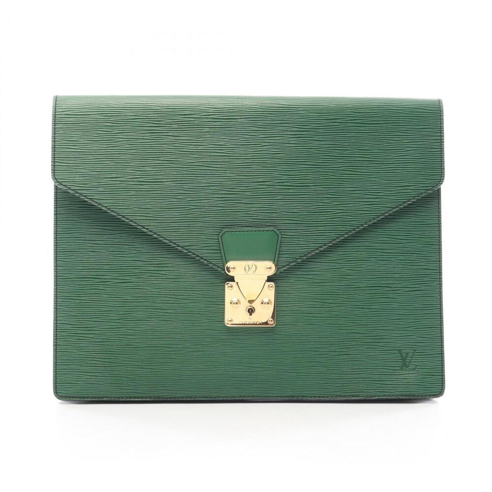 Louis Vuitton Portedocument Sénateur Borneo Green Second Bag Clutch Handbag L...